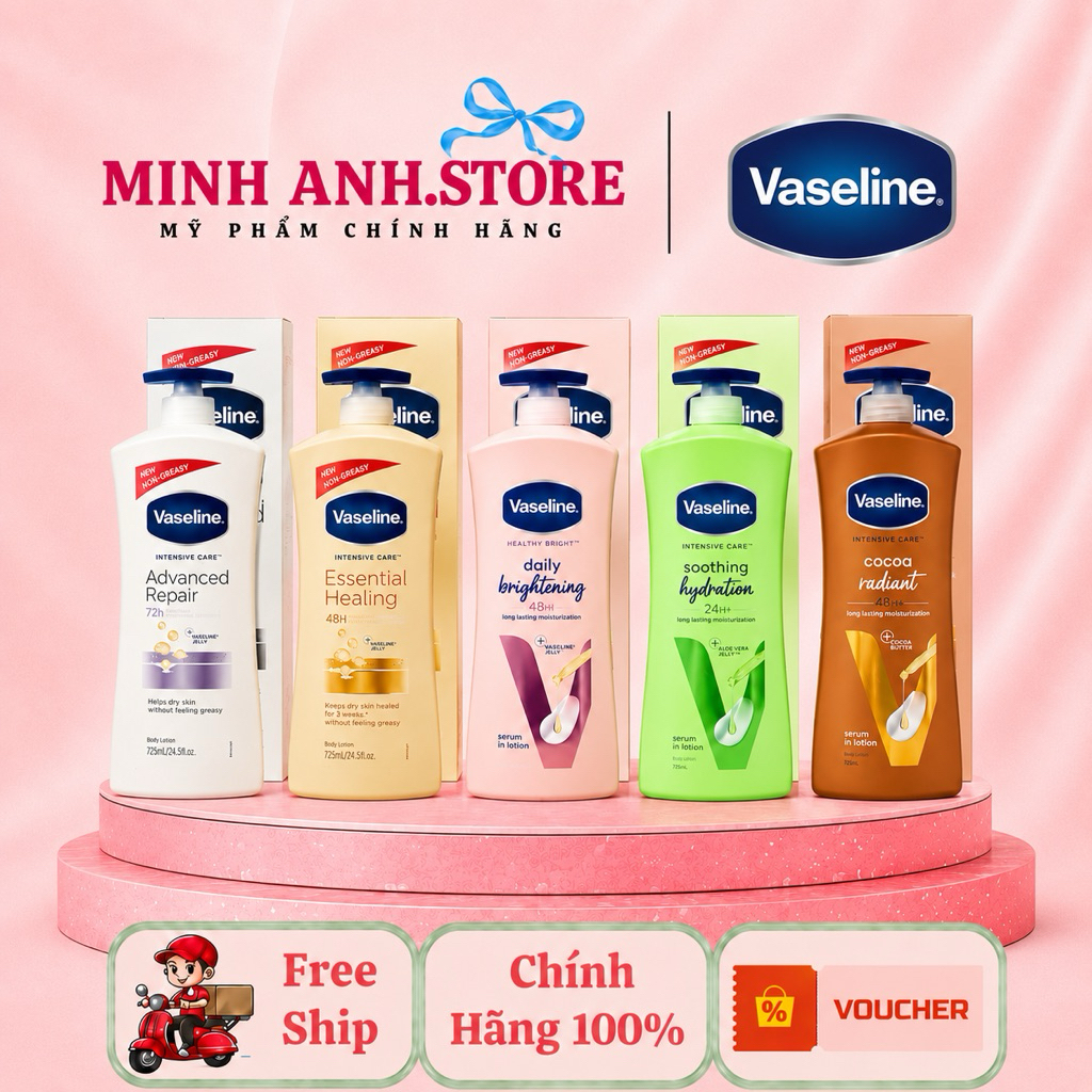 Sữa dưỡng thể trắng da toàn thân Vaseline Healthy Bright Daily Brightening Mỹ 725ml
