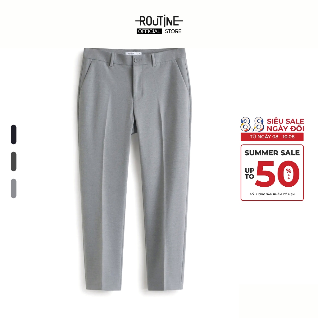 Quần Tây Dài Nam Nhãn Kim Loại Form Slim Cropped - Routine 10F25PFO022