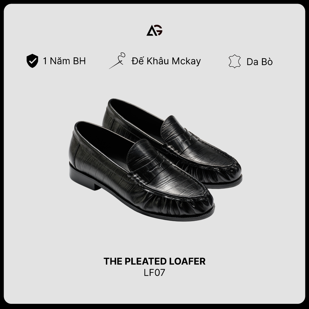 Giày Lười Loafer Nam Da Lộn Mũi Nhăn Da Bò Thật The Pleated Loafer August Shoes LF07
