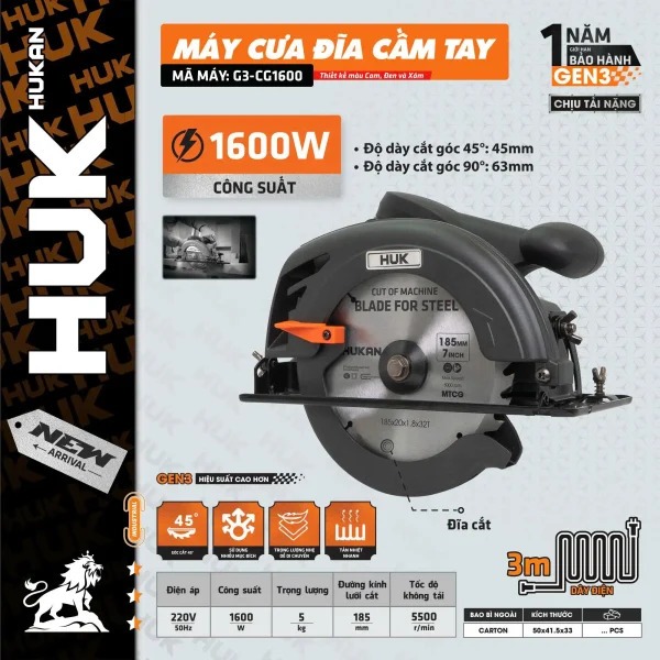 CHÍNH HÃNG G3-CG1600 MÁY CƯA GỖ ĐIỆN (GEN3) HUKAN