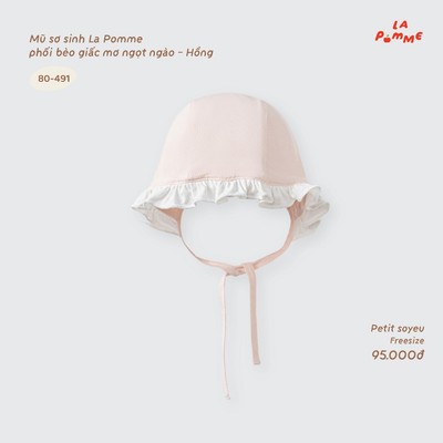 Mũ sơ sinh La Pomme phối bèo giấc mơ ngọt ngào - Sợi Petit Soyeu thoáng mát - Bé gái - Freesize