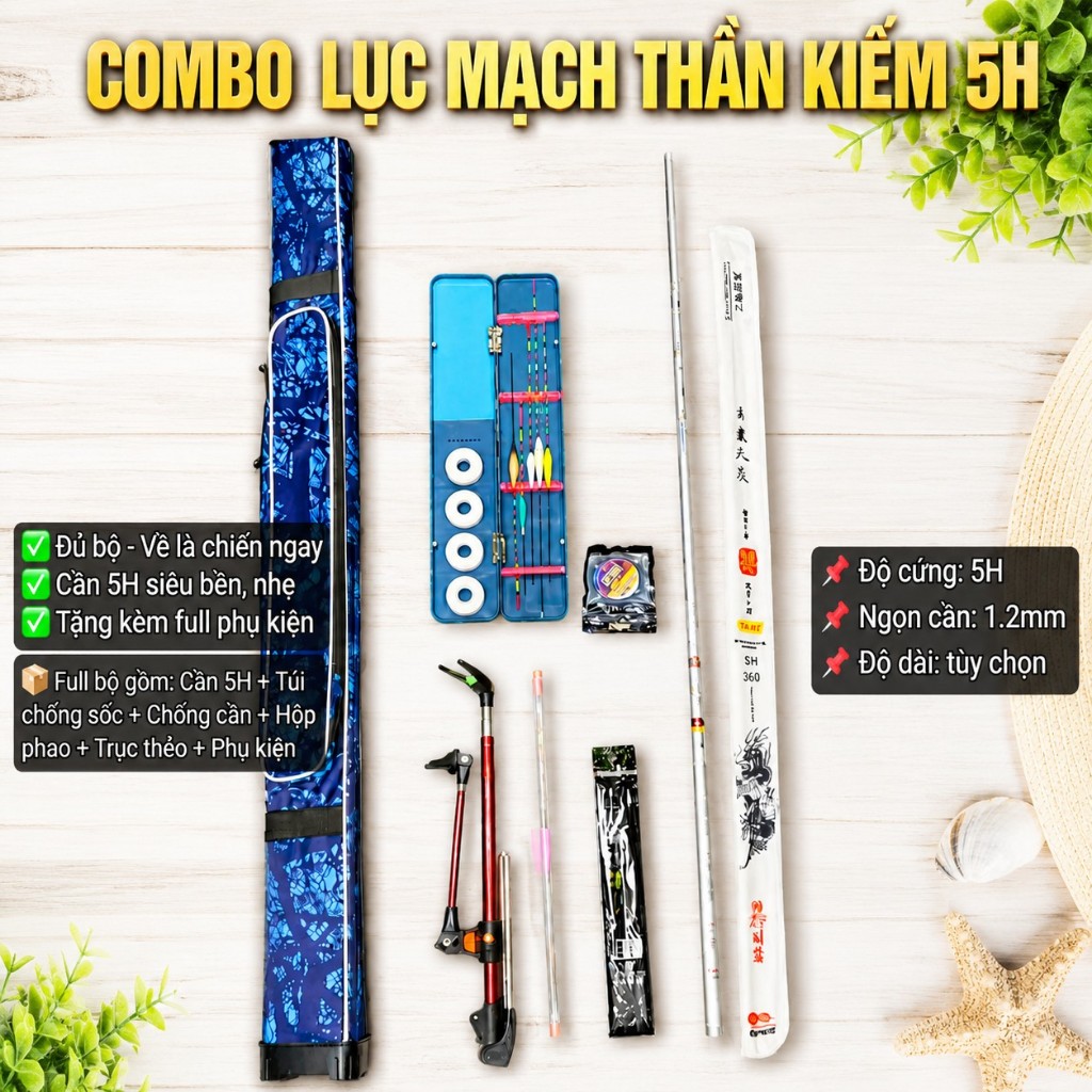 Combo Cần Lục Mạch Thần Kiếm 5H Câu Cảm Giác Câu Tự Nhiên Cá Rô Diếc