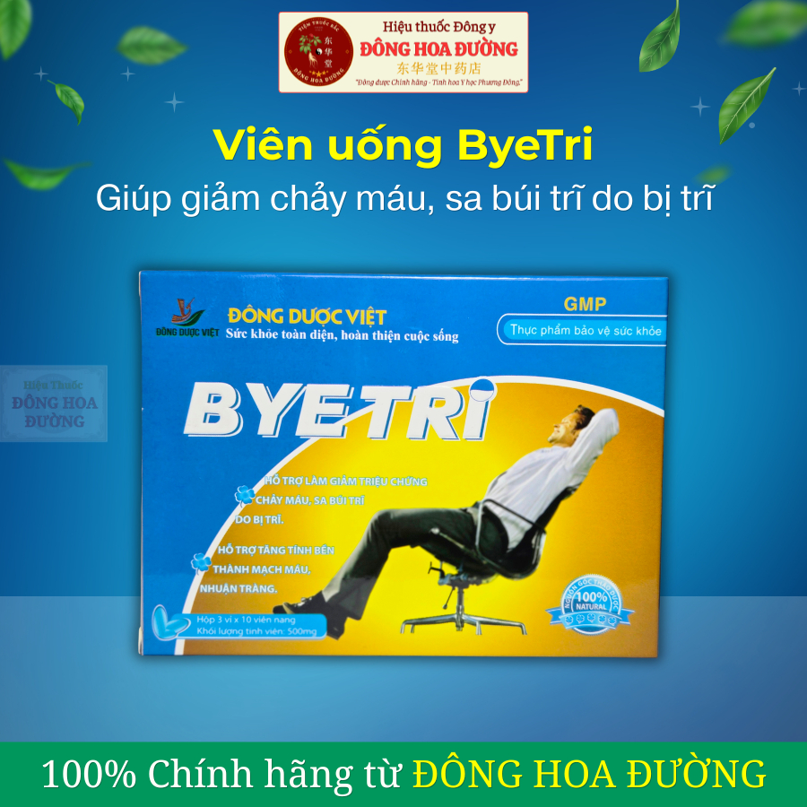 Viên uống Bye Tri Plus (Hộp 30 viên) Hỗ trợ cầm máu, hỗ trợ giảm cảm giác khó chịu vùng hậu môn, hỗ trợ sức khỏe hậu môn