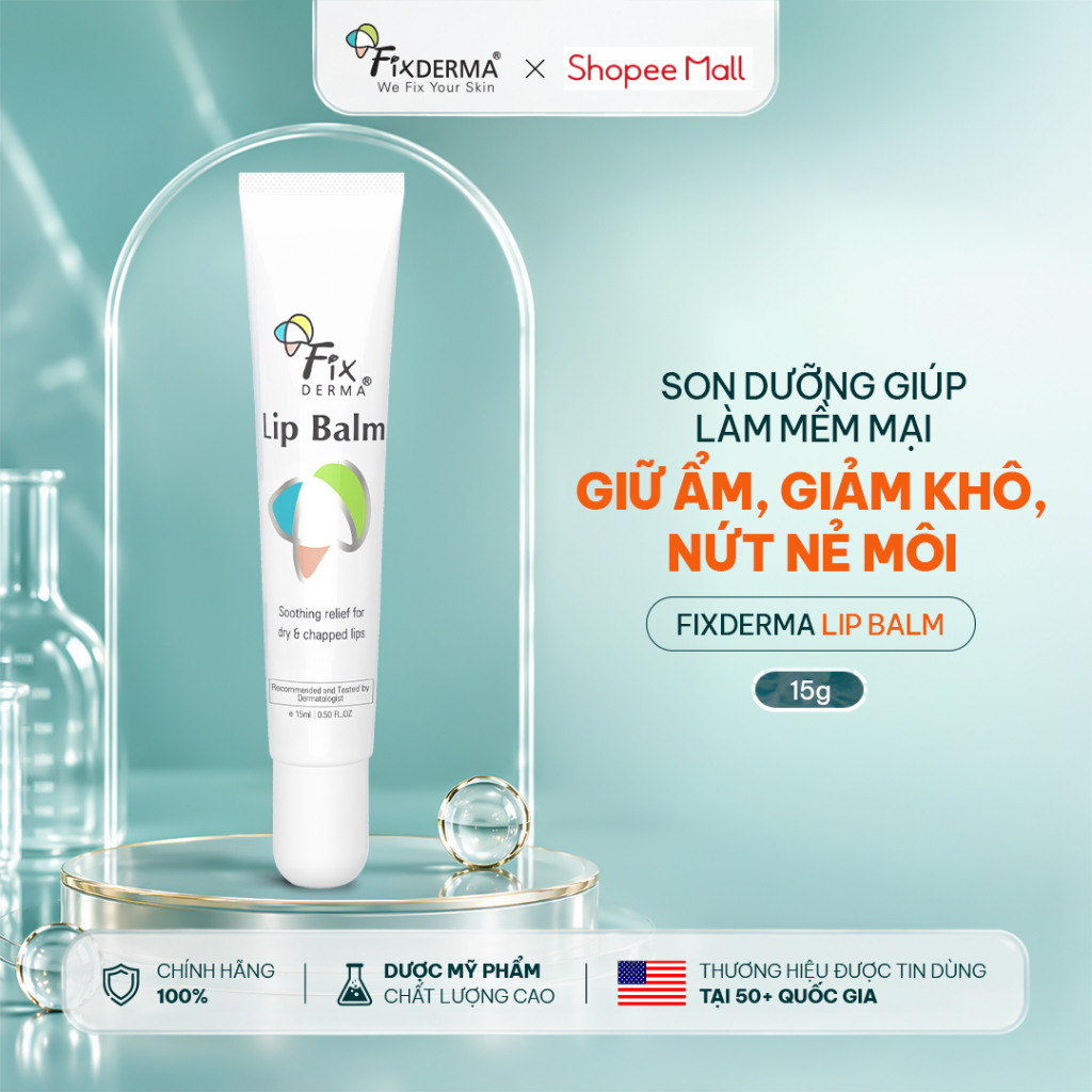Son Dưỡng Môi FIXDERMA - Lip Balm Giúp Mềm Mịn, Giảm Khô Và Nứt Nẻ Môi 15ml [Hùng Lợi]