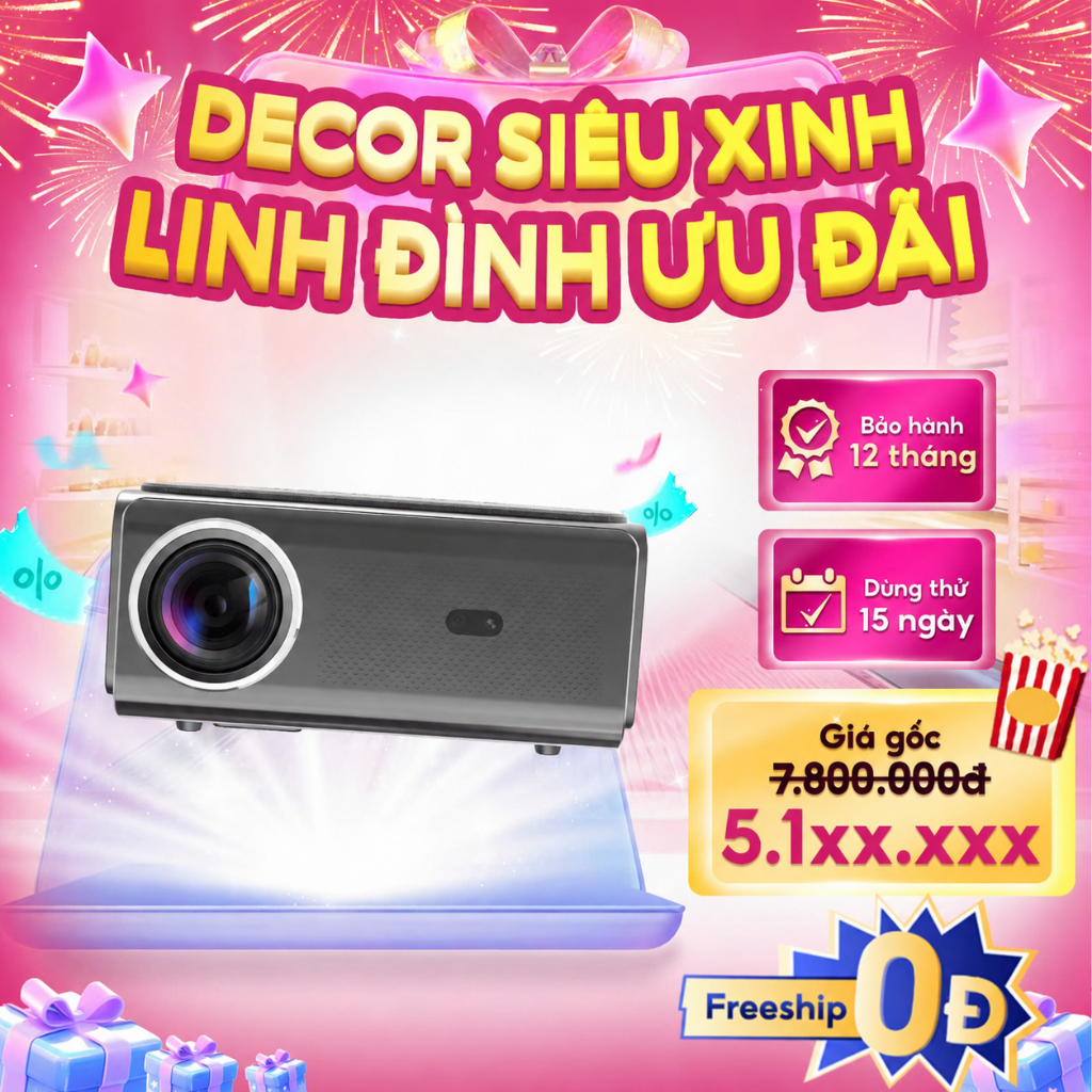 [ Mở Bán 2026 ] Máy Chiếu Mini H8PRO MAX Version 3 - Tăng 30% độ sáng  - Full HD 1080P - Hỗ Trợ 4K