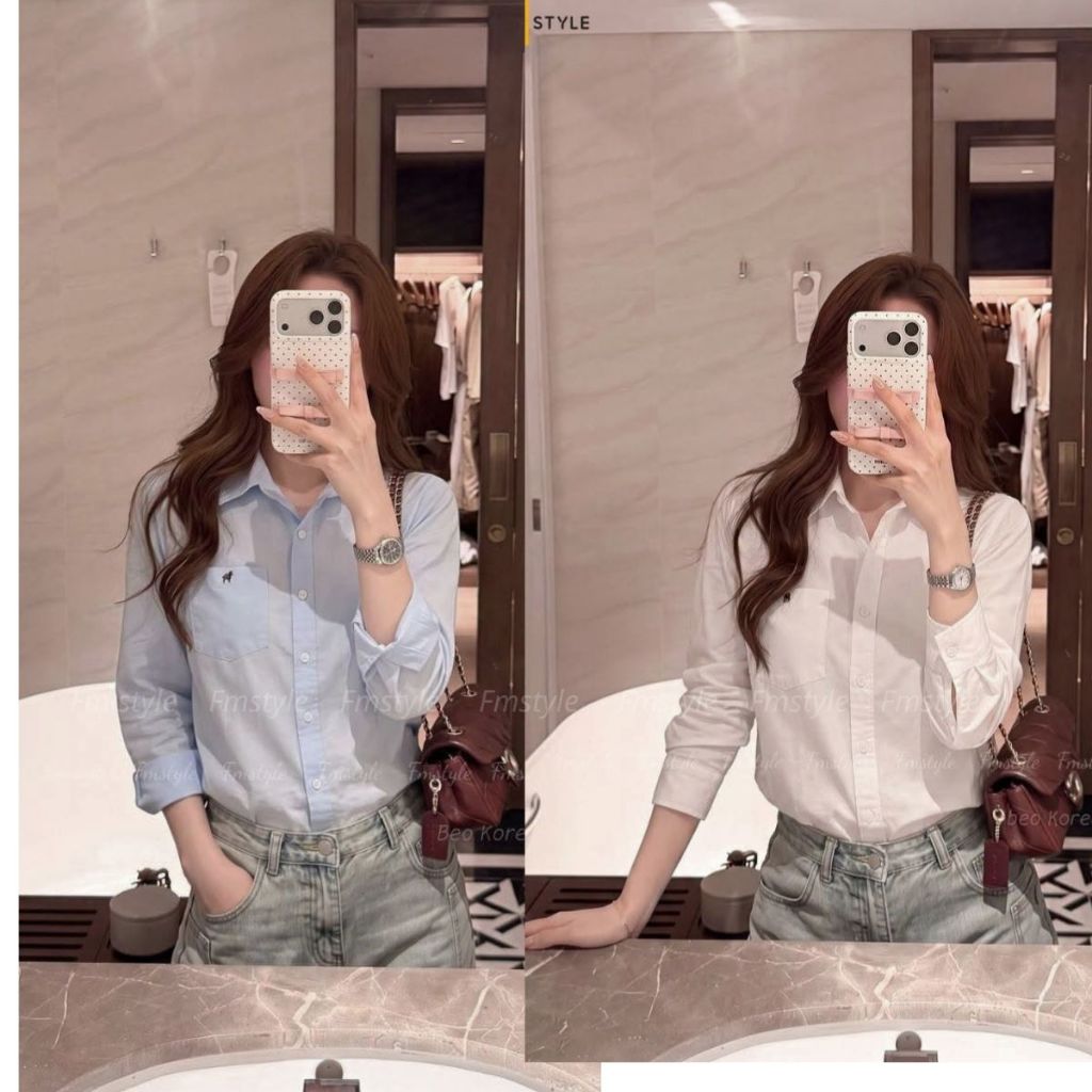 Áo Sơ Mi Nữ FMSTYLE Oversize TD crt 1 túi thêu hươu đủ màu  26070451