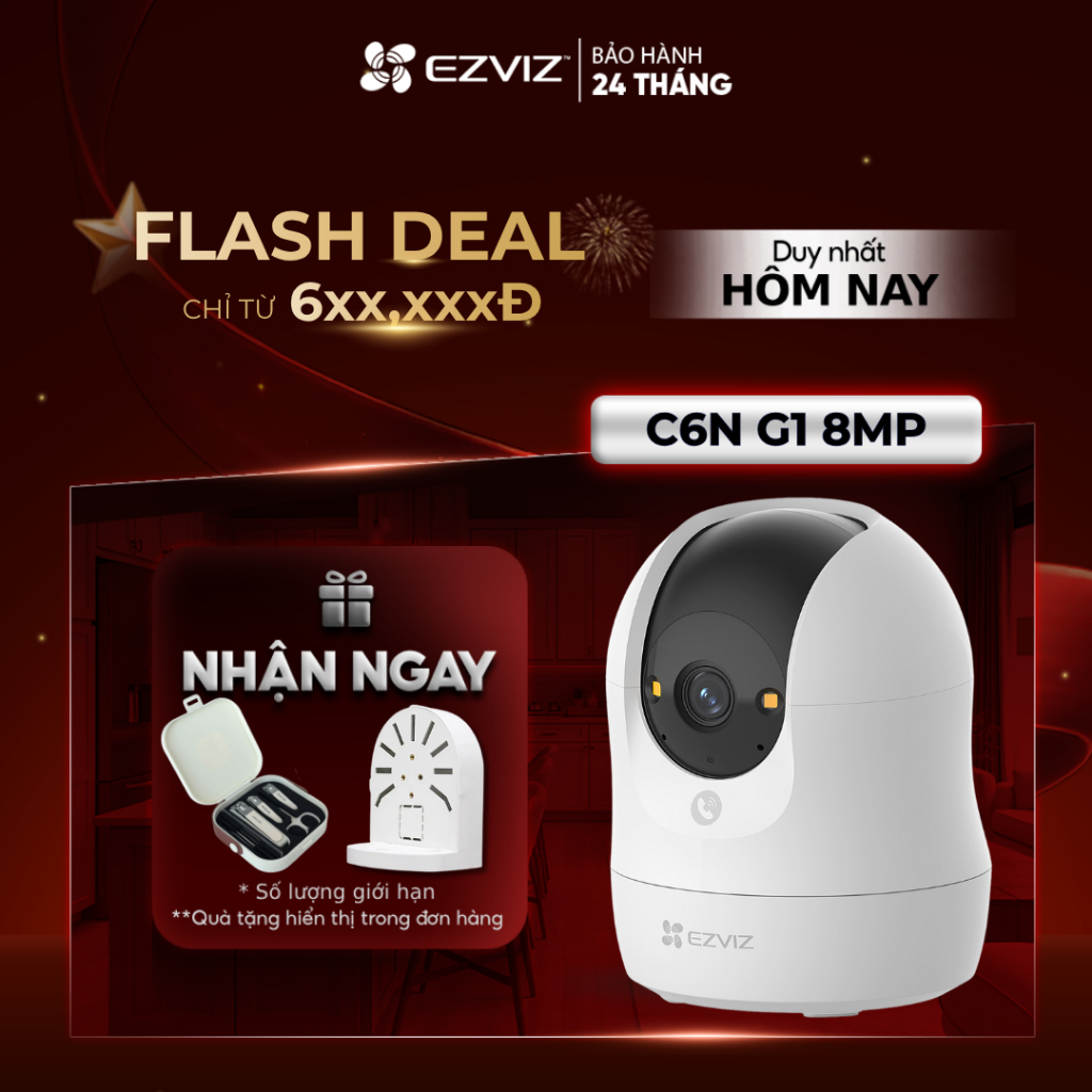 Camera EZVIZ C6N G1 8MP - Góc siêu rộng, Nhận Diện Người và Thú Cưng, True WDR Giảm Chói Sáng, Chạm 