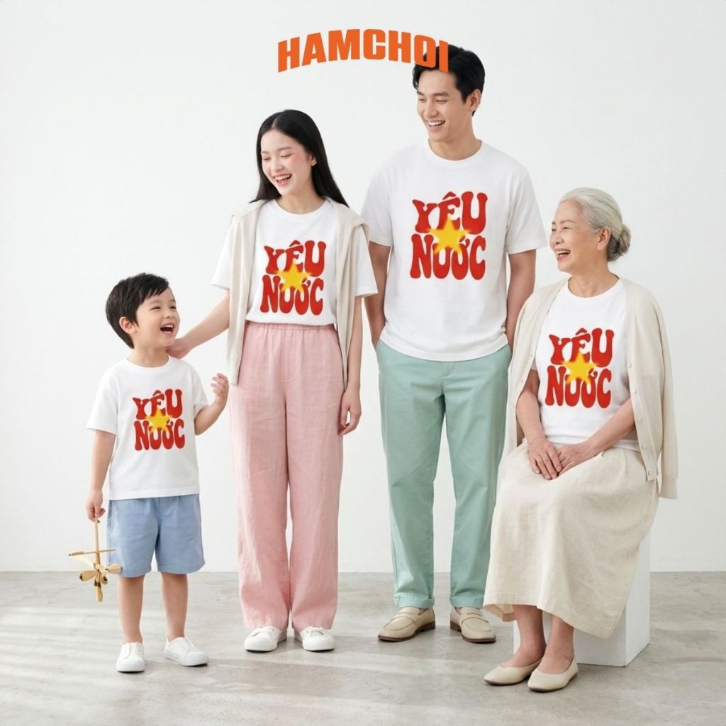 Áo thun in hình yêu nước VNXK HAMCHOI Trắng form rộng tay lỡ Vietnam Flag Retro Tee - 210726-18-30-X