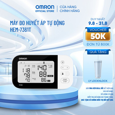 Máy Đo Huyết Áp Bắp Tay OMRON HEM-7361T-AP Chính Hãng Bluetooth Cảnh Báo AFib Loạn Nhịp Tim (không kèm adapter)