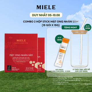 Combo 2 Hộp Stick 15 Gói Mật Ong Nhân Sâm Miele 15g Tiện Lợi
