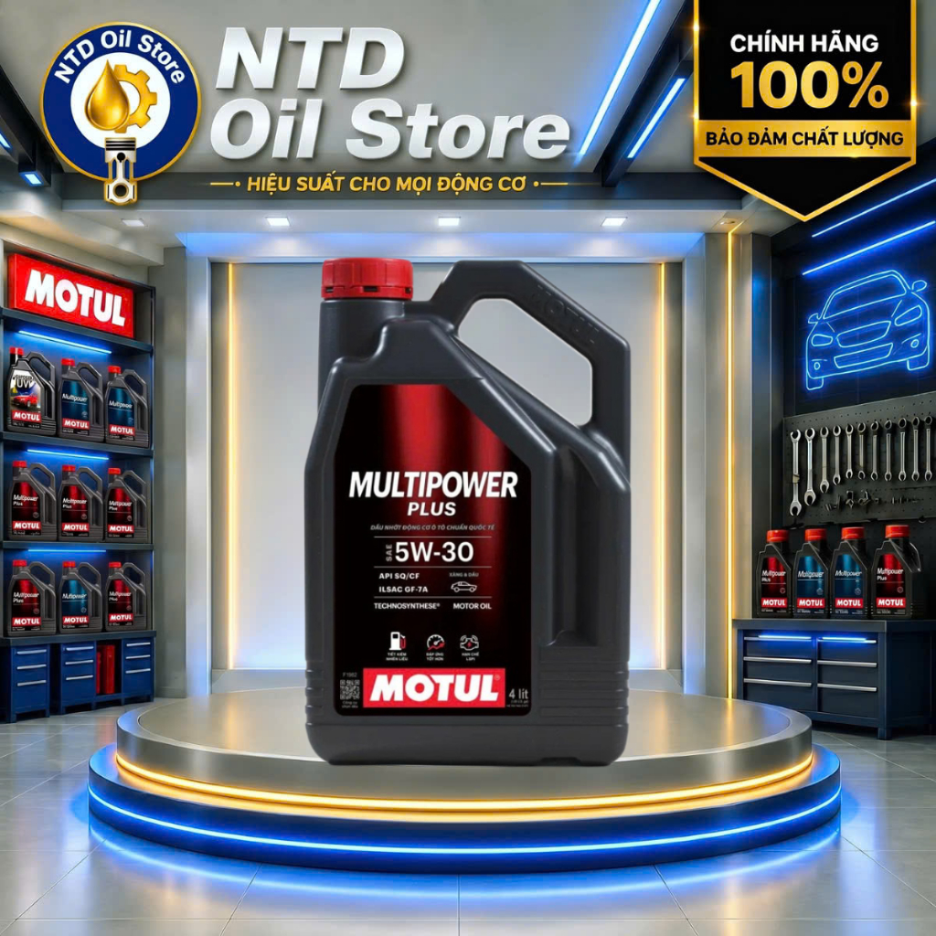 nhớt motul ô tô MULTIPOWER PLUS 5W30, 4L , API SQ/CF, bán tổng hợp, chính hãng