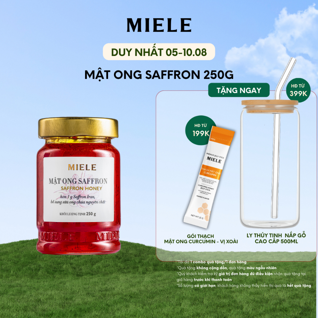 Mật Ong Nhụy Hoa Nghệ Tây Saffron Sữa Chúa Miele 250g, Hỗ Trợ Ngủ Ngon Da Đẹp, Đạt Chuẩn HACCP.