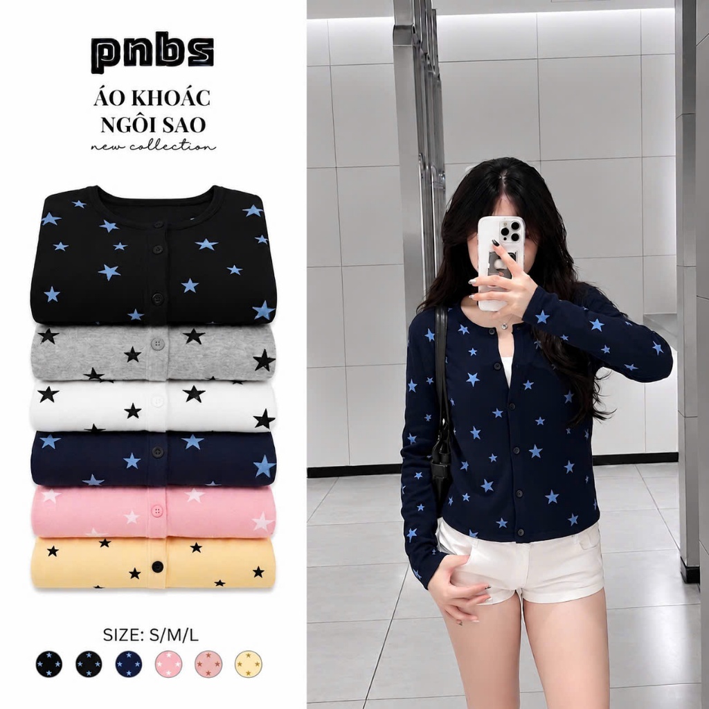 Áo Khoác Ngôi Sao SS26 PNBS- cardigan nữ kiểu dáng năng động cá tính y2k - ACD015
