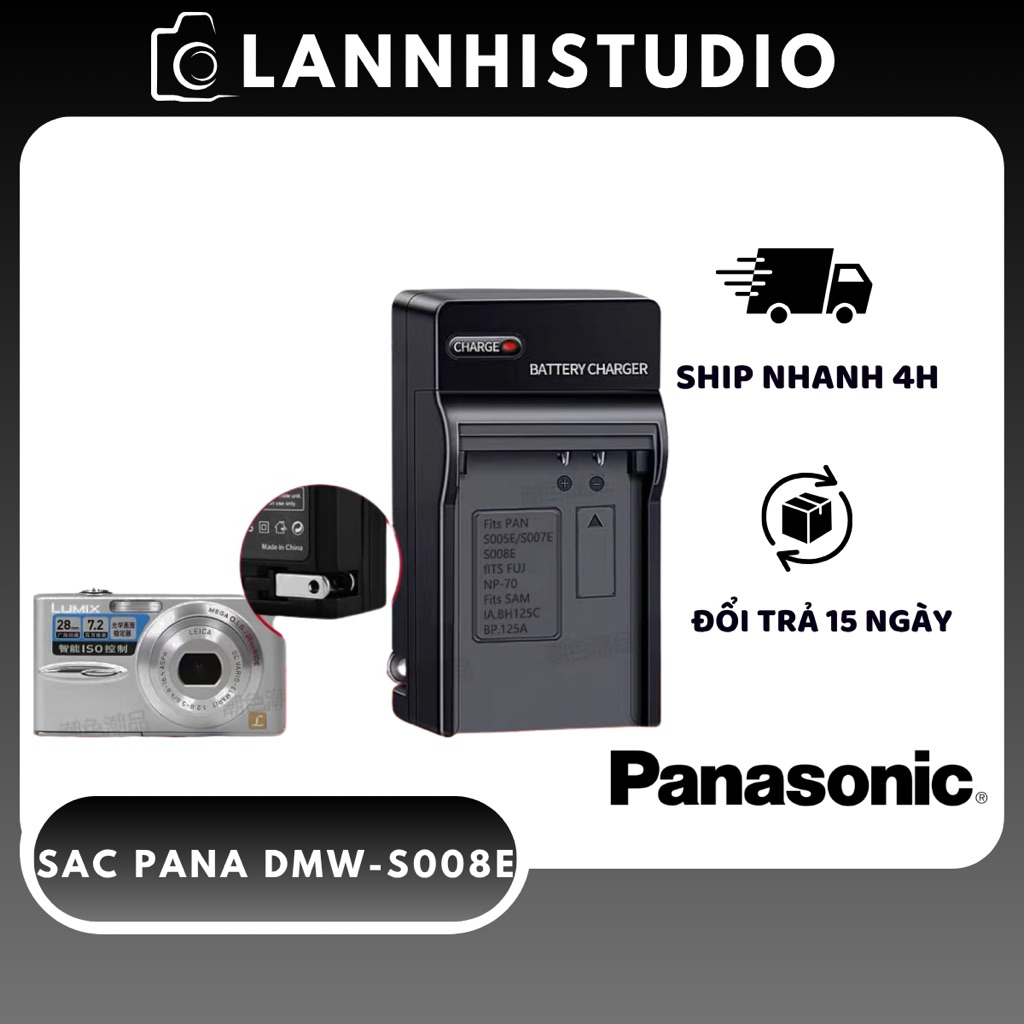 Sạc Panasonic CGA-S008E Sạc Thay Thế Pin DMW-BCE10 CGA-S008 - Cho Lumix FX30 FX33 FX35 FX36 FX37 FX3