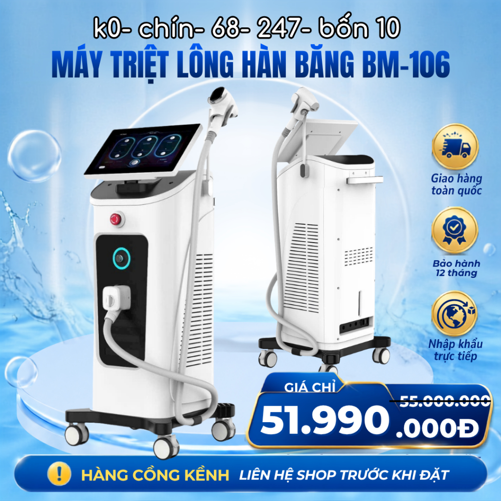 Máy Triệt Lông Diode Hàn Băng Laser BM106 | Công Nghệ ICE Cooling 3 Bước Sóng Triệt Lông Spa Thẩm Mỹ