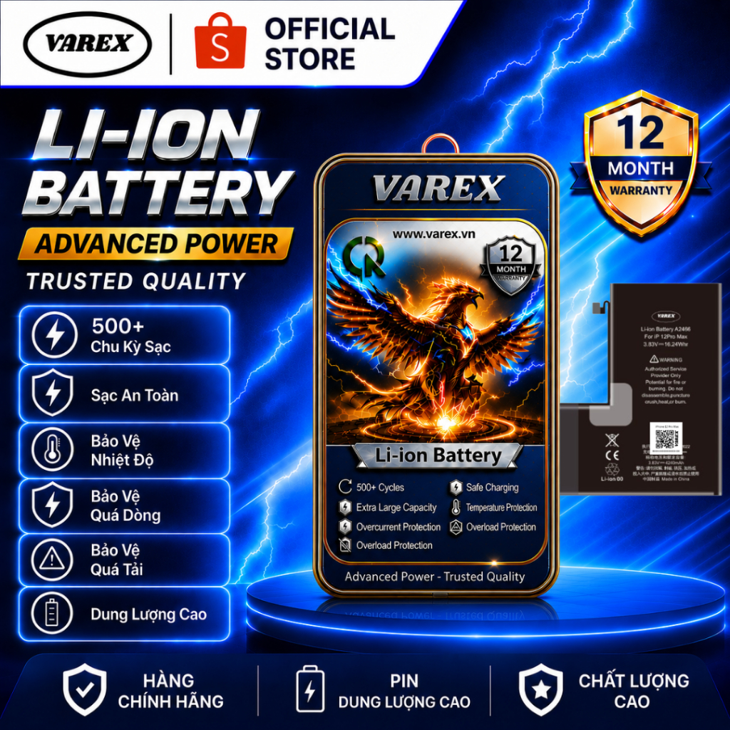 Pin Varex Iphone 12 Pro Max Dung Lượng Cao