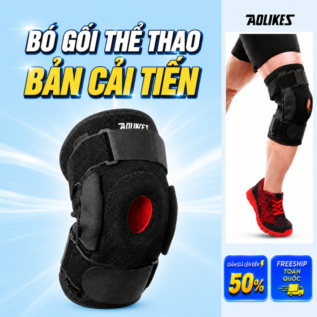 Bó Gối Thể Thao AOLIKES Cải Tiến,Bó Gối Bảo Vệ Khớp Gối Đứt Dây Chằng Chéo Chính Hãng Aolikes 7907