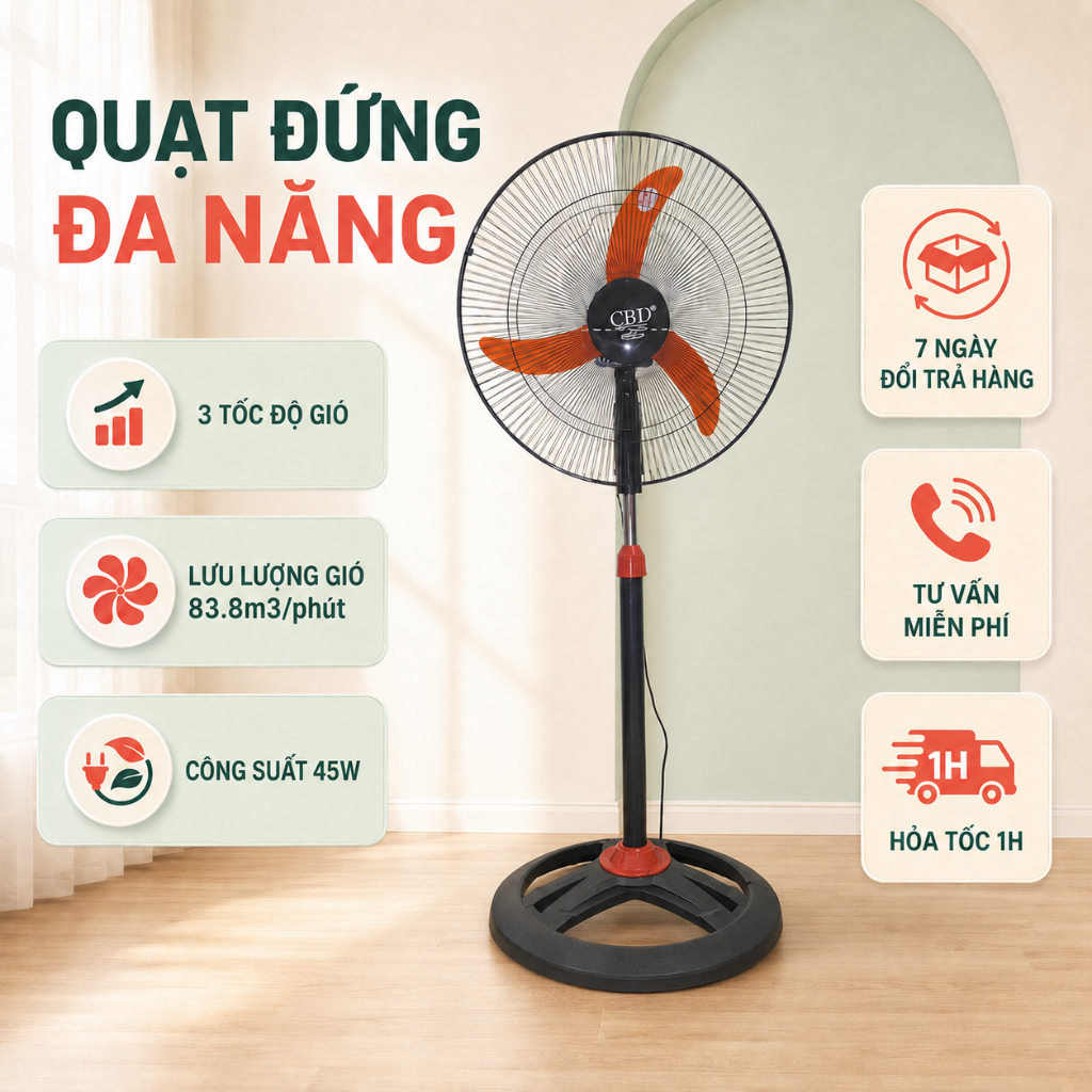💥Miễn Phí Ship💥 Quạt Cây Cỡ Lớn Công Suất 45w Điện Áp 220v giá xưởng
