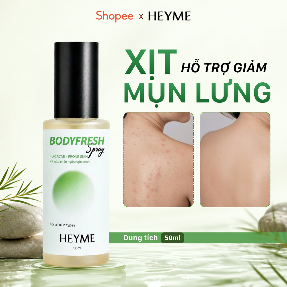 Xịt mụn lưng HEYME, góp phần giảm mụn lưng, mụn cơ thể 50ml – Heyme Bodyfresh Spray