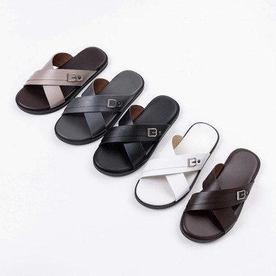 [Hàng đặt trước] Dép Nam Quai Chéo Da Bò SUNPOLO YQC5MK Có Big size 44 45