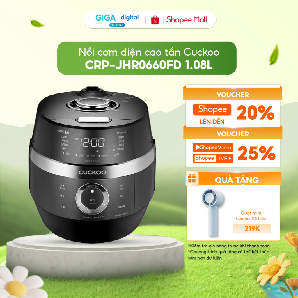 Nồi cơm điện cao tần Cuckoo CRP-JHR0660FD 1.08L - BH 12 Tháng