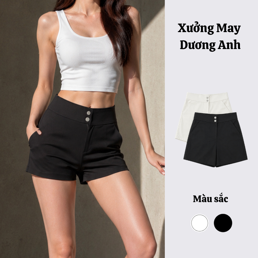 Quần Đùi Nữ,Quần Short Cạp Cao 2 Khuy chất Umi hàn Co Giãn 4 Chiều