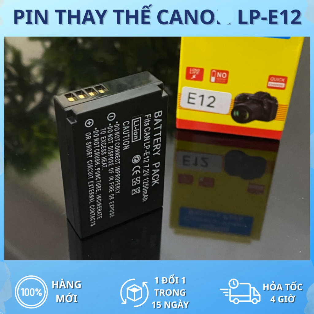 Pin Thay Thế Pin Canon LP-E12 Cho Máy Ảnh Canon EOS M6 M10 M50 M100 M200 100D 200D 250D