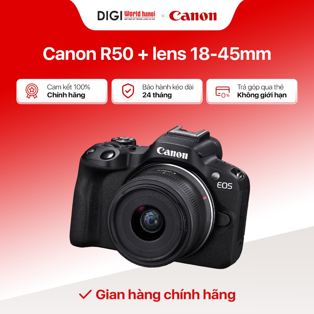 Máy ảnh Canon EOS R50 kit RF S 18-45mm - Bảo hành chính hãng 24 tháng