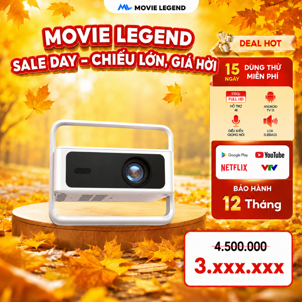 [Bản nâng cấp 2026]  Máy Chiếu Android S7 Pro V2 - Máy Chiếu Movie Legend - Máy Chiếu Mini Xem Netfl