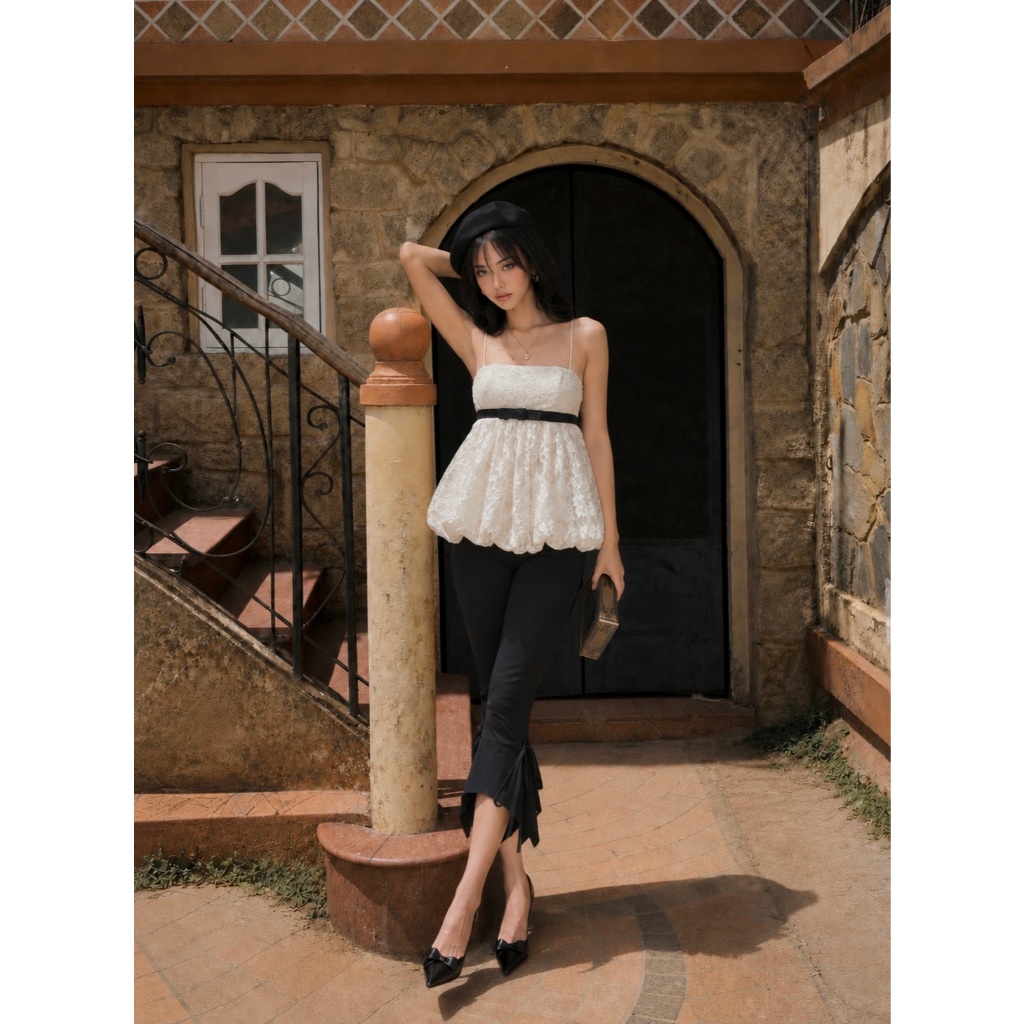 SUGAR CRUSH - Quần Capri ôm cạp thấp rút dây gấu phong cách Y2K - Capri Pants