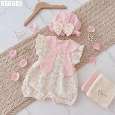 Set Body Đính Nơ Hồng Họa Tiết Hoa Cho Bé Gái Sơ Sinh 1 2 Tuổi MINTSCLOSET - BS6458