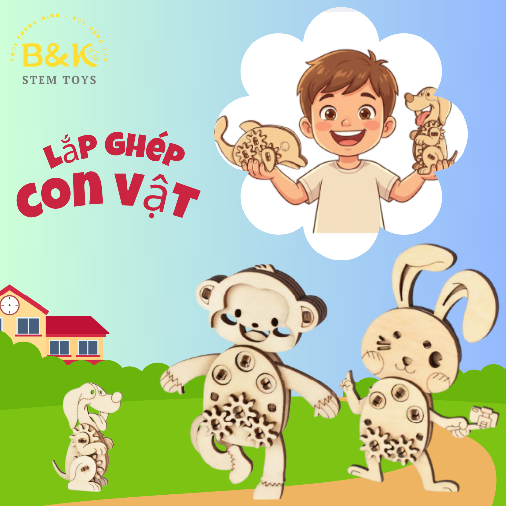 Đồ Chơi Lắp Ráp 3D Mô Hình Con Vật B&K Stem Toys - Phát Triển Tư Duy Và Sáng Tạo Cho Bé