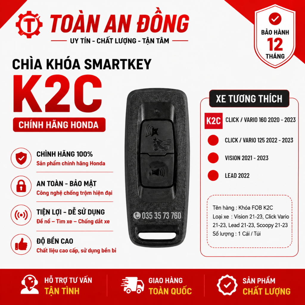 Chìa khóa smartkey Honda K2C / K2S chính hãng / FOB K2C / FOB K2S / Bảo hành 12 tháng