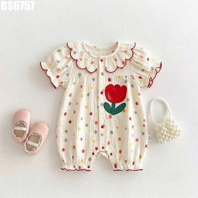 Body Cổ Bèo Tròn Đính Nơ Màu Hồng Cho Bé Gái Sơ Sinh 1 2 Tuổi MINTSCLOSET Quảng Châu - BS6451 BS6687