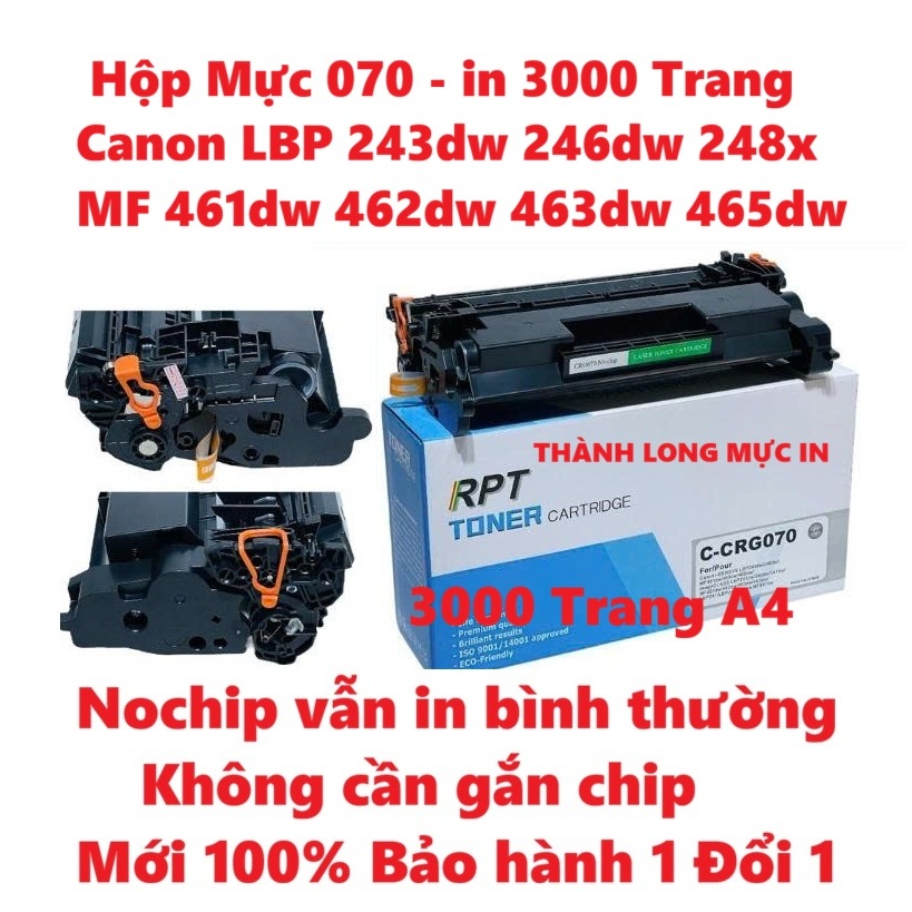 Hộp mực 070 Canon LBP 243dw 246dw 248x -MF 461dw 462dw 463dw 465dw IN ĐƯỢC 3000 TRANG, BẢO HÀNH 1 ĐỔ