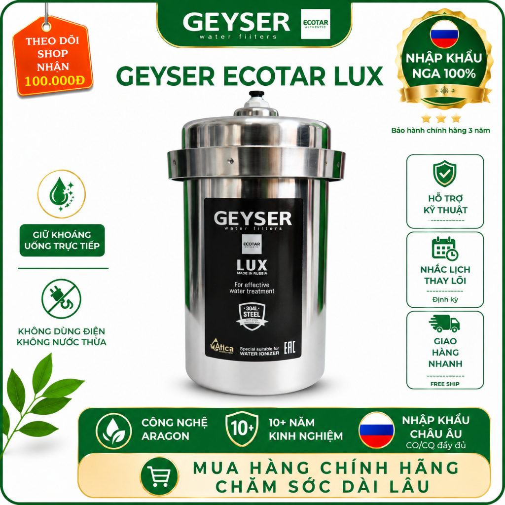 Máy Lọc Nước Chuẩn Khoáng GEYSER ECOTAR LUX  + Tặng cột UF - Hàng Chính Hãng Geyser Việt Nam