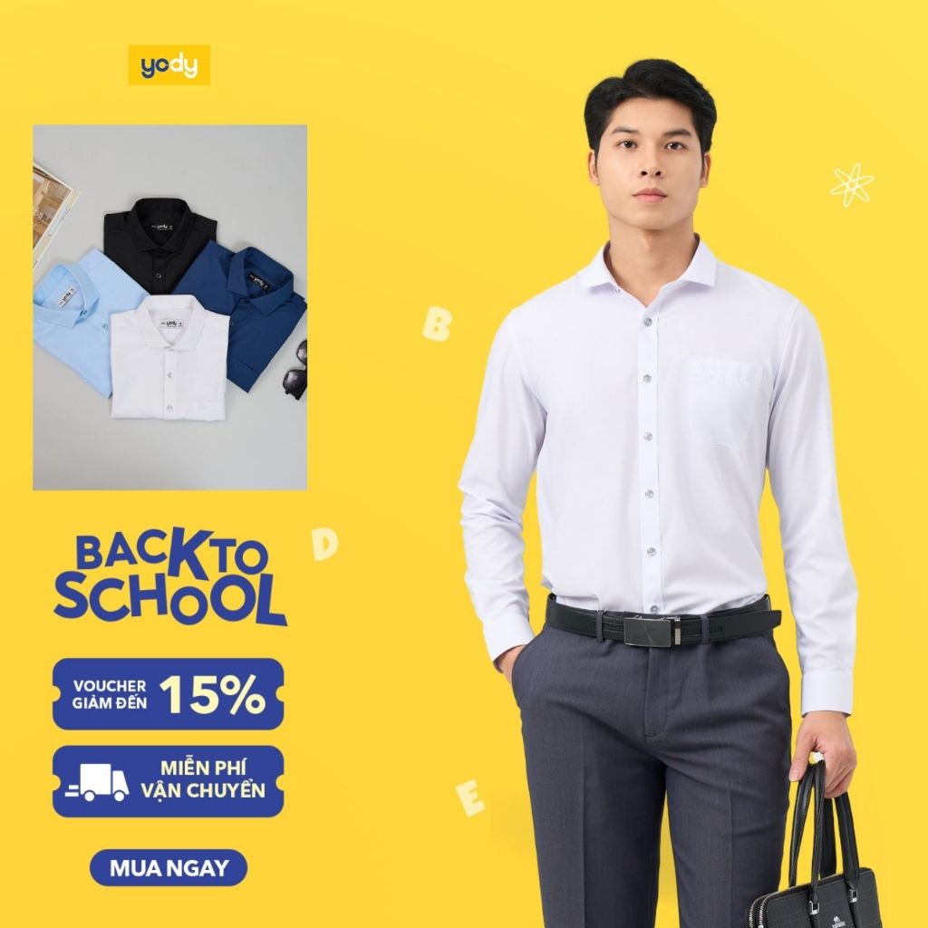   Áo sơ mi nam dài tay công sở YODY chất lụa nến cao cấp chống nhăn nhàu thoáng mát SPM5005