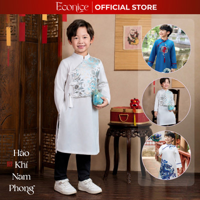 Áo dài cách tân tết 2026 cho bé trai, bé gái Econice size trẻ em 3-10 tuổi