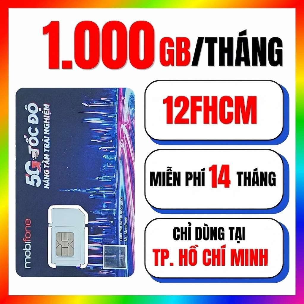 Mobifone 100GB /tháng 500GB/tháng 1000GB/tháng Sim 5G Miễn phí sử dụng 1 năm