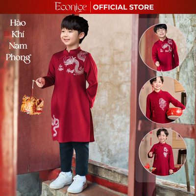 Áo dài tết cách tân cho bé trai, bé gái Econice 2026. Size trẻ em 4, 5, 6, 7, 8, 9, 10, 11, 12 tuổi