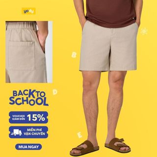 [BST Comfort Me-We] Quần Shorts Nam Đũi YODY Cạp Chun Phối Dây Dệt Sườn MCJT26S002