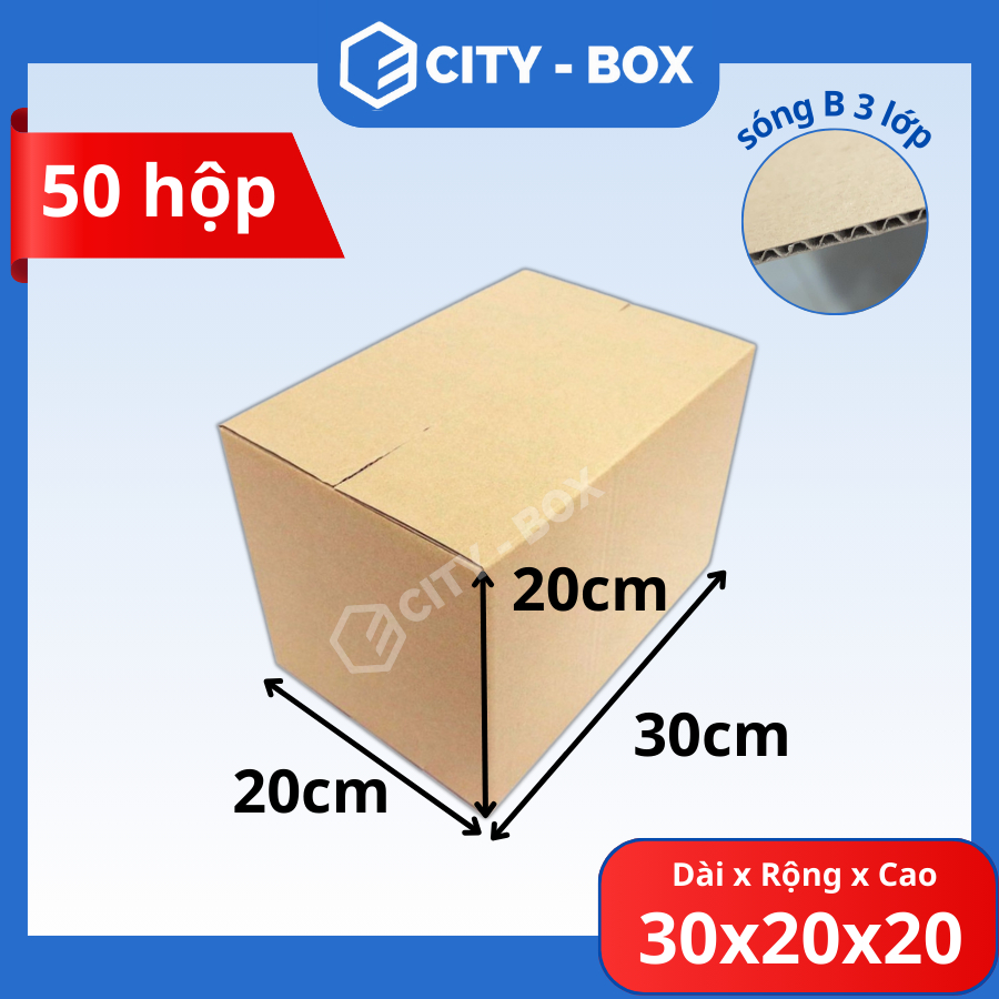 (siêu cứng) set 50 HỘP 30x20x20 hộp carton đóng hàng - 30x20x20 hộp ship cod