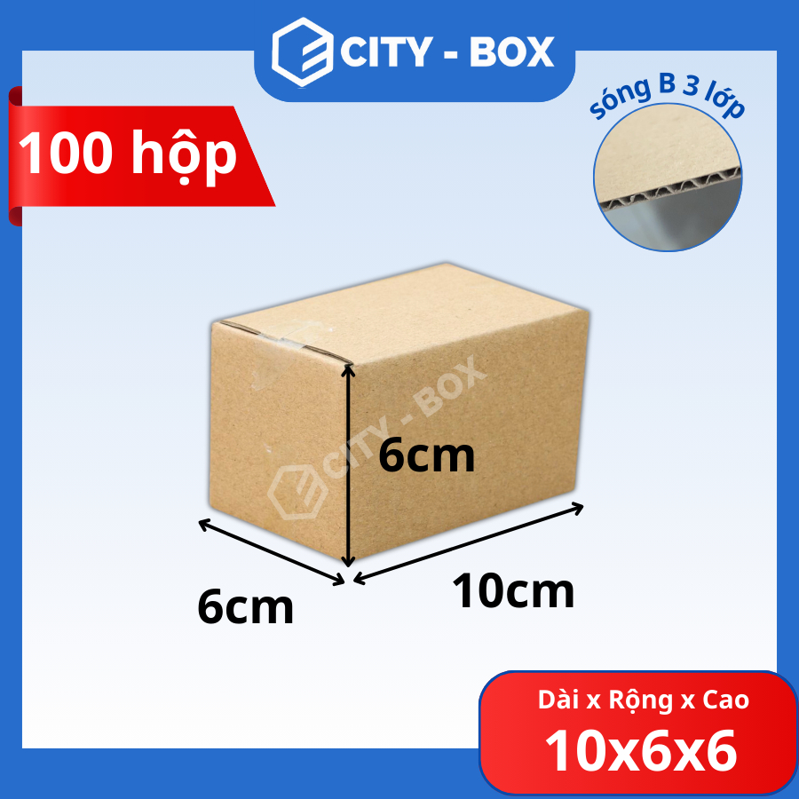 (100 HỘP) 10x6x6 hộp carton đóng hàng, 10x6x6 hộp ship cod
