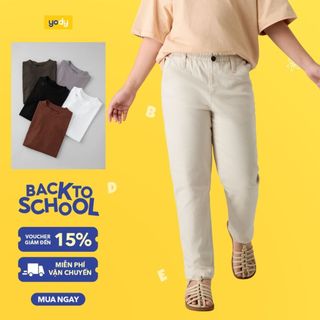 [SALE OFF] Quần jeans bé gái 8-12 tuổi YODY dáng baggy cạp chun  mềm mại, thông thoáng QJK7032