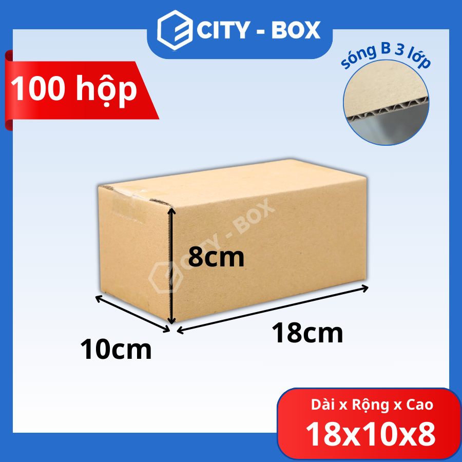 (100 HỘP) 18x10x8 hộp carton ship cod - 18x10x8 hộp giấy đóng hàng