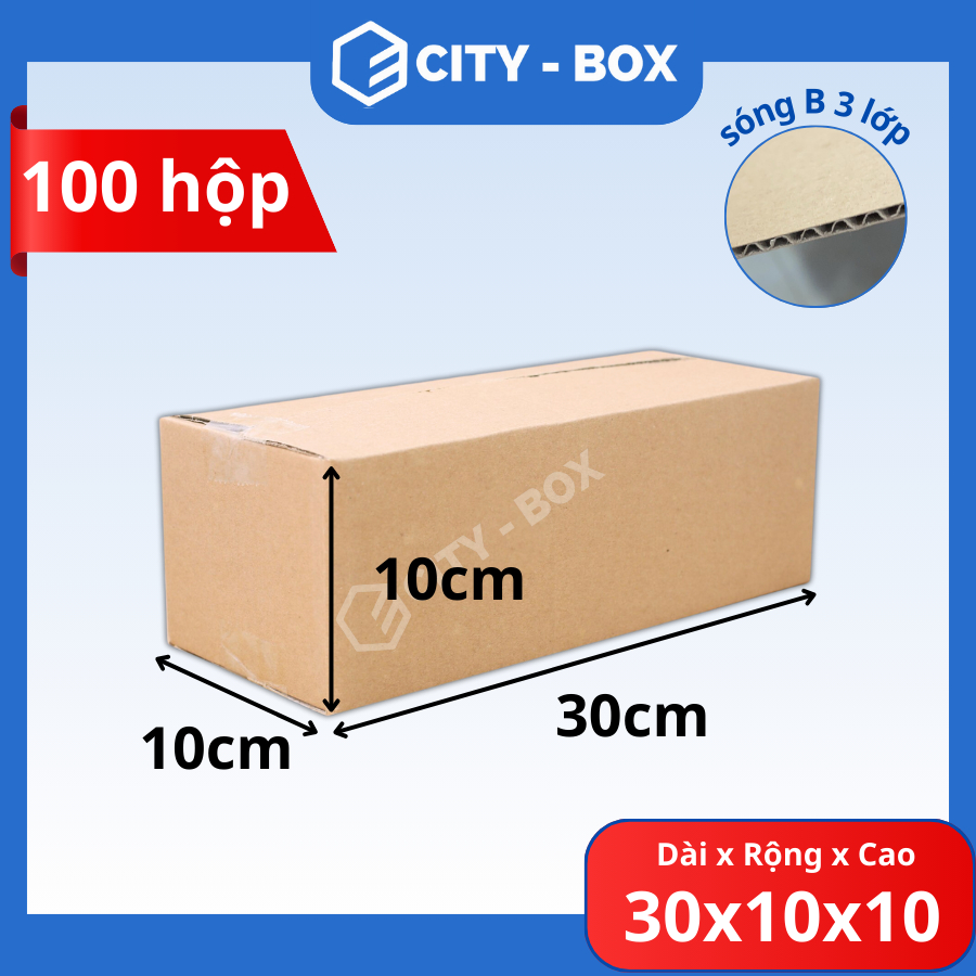 (100 HỘP) 30x10x10 hộp carton đóng hàng - 30x10x10 hộp giấy đóng hàng
