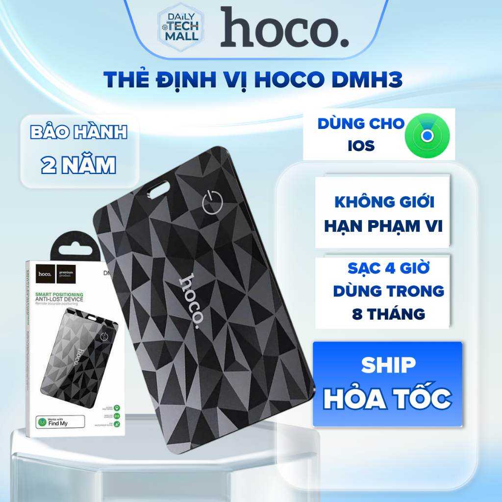 Thiết Bị Định Vị Thông Minh Hoco DMH3 Cho iOs, Thẻ Định Vị Hoco Chống Nước Tốt, Siêu Mỏng Nhỏ Gọn, T