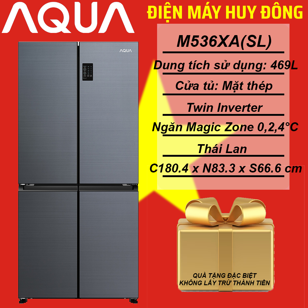 Tủ lạnh Aqua Inverter 469 lít Multi Door AQR-M536XA(SL)