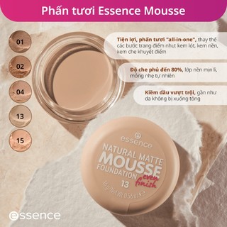 Hàng nhập khẩu - Phấn tươi ESSENCE NATURAL MATTE MOUSSE mỏng nhẹ tệp vào da (16g)