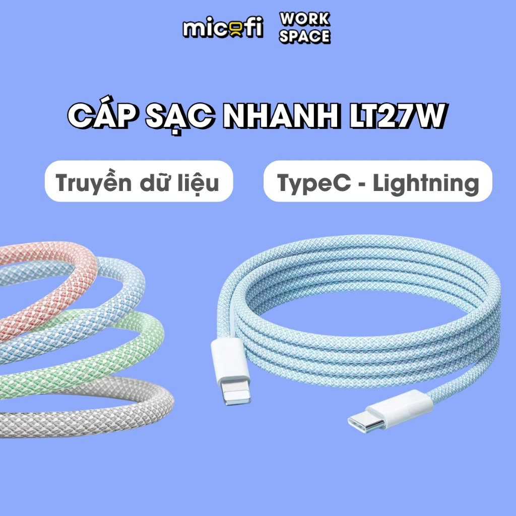 Cáp Sạc Nhanh Type C To Lightning Micofi Dây Sạc Nhanh Type C To Lightning, Cáp Lightning Bọc Dù Chố